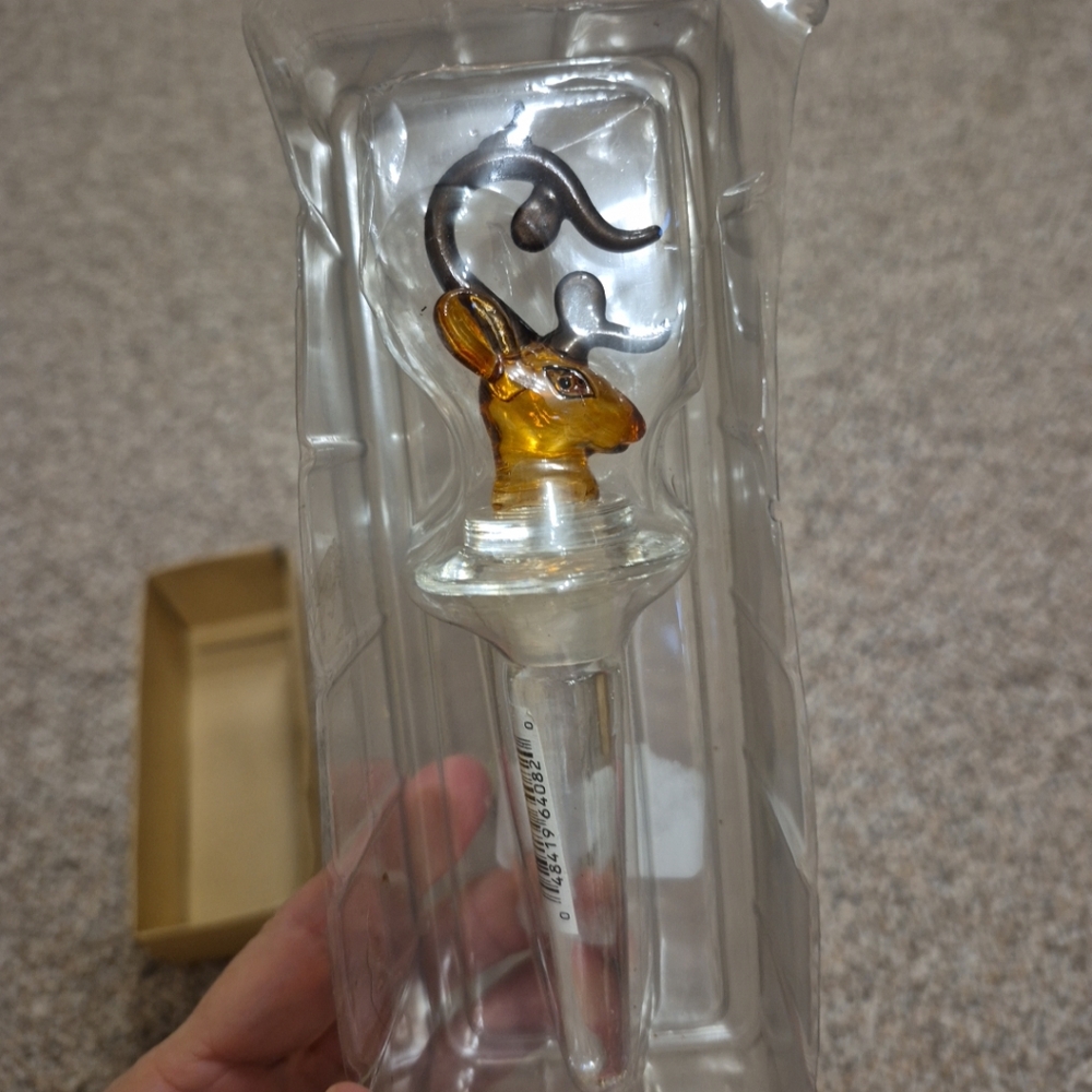 Amscan Silent Night Raindeer Blown Glass Bottle Stopper New